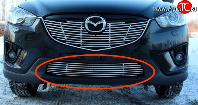 4 049 р. Декоративные элементы воздухозаборника Souz-96  Mazda CX-5  KE (2011-2017) (Хром 10 мм)
