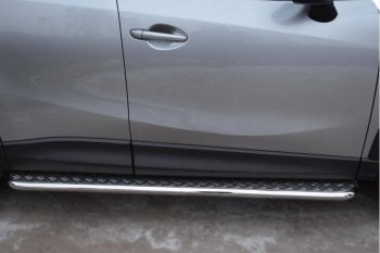 19 749 р. Широкая защита порогов с трубой диаметром 42 мм Russtal v2  Mazda CX-5  KE (2011-2017). Увеличить фотографию 2