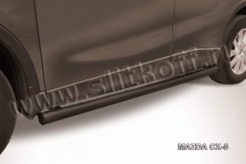 9 749 р. Защита порогов Slitkoff  Mazda CX-5  KE (2011-2017) (Цвет: серебристый). Увеличить фотографию 1