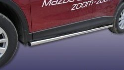 17 449 р. Защита порогов из круглой трубы диаметром 57 мм Slitkoff Mazda CX-5 KE рестайлинг (2015-2017) (Нержавейка, Полированная). Увеличить фотографию 1