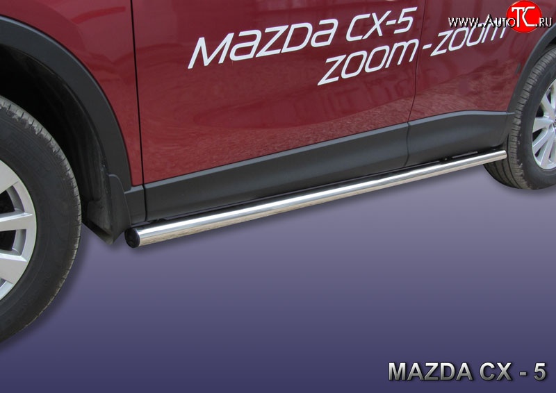 12 399 р. Защита порогов из круглой трубы диаметром 57 мм Slitkoff  Mazda CX-5  KE (2011-2017) (Нержавейка, Полированная)