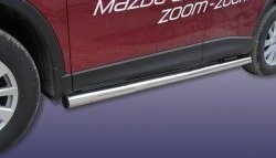 13 899 р. Защита порогов из круглой трубы диаметром 76 мм Slitkoff  Mazda CX-5  KE (2011-2017) (Нержавейка, Полированная). Увеличить фотографию 1