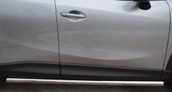 17 299 р. Защита порогов из круглой трубы диаметром 63 мм Russtal  Mazda CX-5  KE (2011-2017) (Защита порогов с со скосами на торцах (вариант 1)). Увеличить фотографию 9