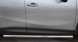 17 299 р. Защита порогов из круглой трубы диаметром 63 мм Russtal Mazda CX-5 KE рестайлинг (2015-2017) (Защита порогов с со скосами на торцах (вариант 1)). Увеличить фотографию 1