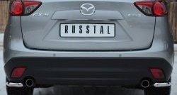 Защита заднего бампера (Ø63 мм уголки, нержавейка) Russtal Mazda CX-5 KE рестайлинг (2015-2017)