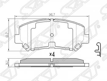 1 229 р. Колодки тормозные SAT (передние) Mazda CX-5 KE дорестайлинг (2011-2014). Увеличить фотографию 1
