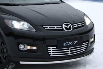 419 р. Декоративные элементы решётки радиатора верхние Souz96 (компл 2шт)  Mazda CX-7  ER (2010-2012) (Нержавеющая сталь d16). Увеличить фотографию 1