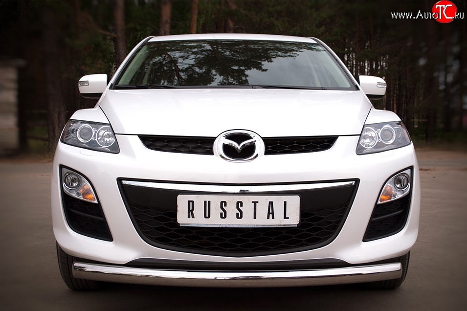 15 999 р. Одинарная защита переднего бампера диаметром 76 мм Russtal  Mazda CX-7  ER (2010-2012)