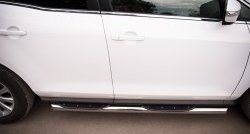 19 799 р. Защита порогов с пластиковыми вставками для ног из круглой трубы диаметром 76 мм Russtal  Mazda CX-7  ER (2010-2012) (Защита порогов с со скосами на торцах (вариант 1)). Увеличить фотографию 2