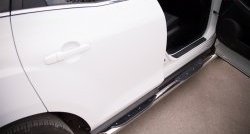 19 799 р. Защита порогов с пластиковыми вставками для ног из круглой трубы диаметром 76 мм Russtal  Mazda CX-7  ER (2010-2012) (Защита порогов с со скосами на торцах (вариант 1)). Увеличить фотографию 3