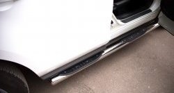 19 799 р. Защита порогов с пластиковыми вставками для ног из круглой трубы диаметром 76 мм Russtal Mazda CX-7 ER рестайлинг (2010-2012) (Защита порогов с со скосами на торцах (вариант 1)). Увеличить фотографию 12