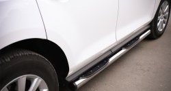 19 799 р. Защита порогов с пластиковыми вставками для ног из круглой трубы диаметром 76 мм Russtal  Mazda CX-7  ER (2010-2012) (Защита порогов с со скосами на торцах (вариант 1)). Увеличить фотографию 5