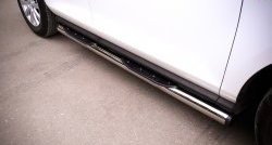 19 799 р. Защита порогов с пластиковыми вставками для ног из круглой трубы диаметром 76 мм Russtal Mazda CX-7 ER рестайлинг (2010-2012) (Защита порогов с со скосами на торцах (вариант 1)). Увеличить фотографию 6