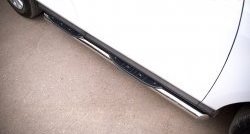 19 799 р. Защита порогов с пластиковыми вставками для ног из круглой трубы диаметром 76 мм Russtal  Mazda CX-7  ER (2010-2012) (Защита порогов с со скосами на торцах (вариант 1)). Увеличить фотографию 1