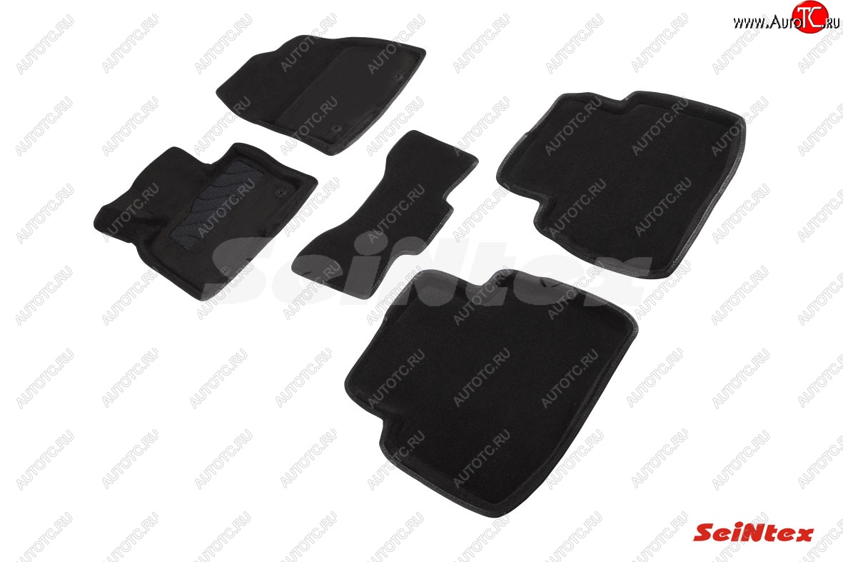 4 999 р. Комплект 3D ковриков в салон (ворсовые / чёрные) Seintex Mazda CX-9 TC дорестайлинг (2015-2024)