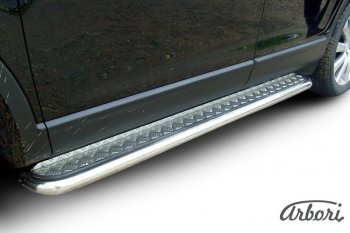 14 219 р. Защита штатных порогов с листом Arbori (нержавейка, алюминий, d57)  Mazda CX-9  TB (2007-2009). Увеличить фотографию 2