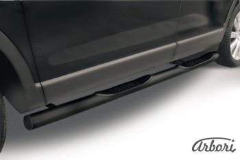 9 989 р. Защита штатных порогов Arbori (с проступью, черная, d76 mm). Mazda CX-9 TB дорестайлинг (2007-2009). Увеличить фотографию 1