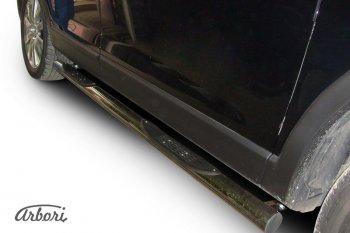 Защита штатных порогов Arbori (с проступью, нержавейка, d76 mm). Mazda CX-9 TB дорестайлинг (2007-2009)