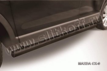 8 349 р. Защита порогов Slitkoff  Mazda CX-9  TB (2007-2009) (Цвет: серебристый). Увеличить фотографию 1