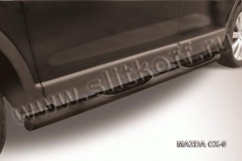 9 749 р. Защита порогов Slitkoff  Mazda CX-9 ( TB,  TC) (2007-2024) (Цвет: серебристый). Увеличить фотографию 1