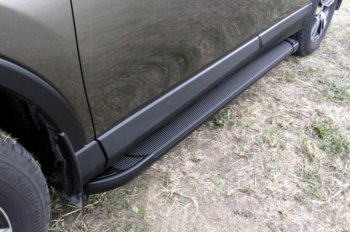 13 799 р. Пороги алюминиевые Slitkoff  Mazda CX-5  KE (2015-2017) (Optima Black ). Увеличить фотографию 1
