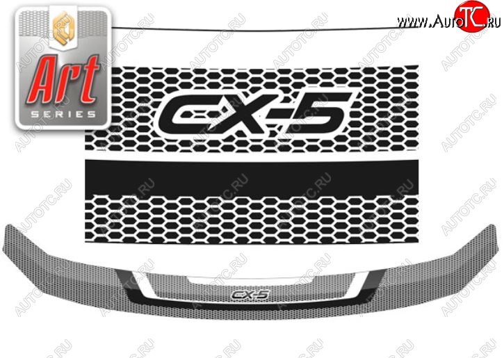 2 349 р. Дефлектор капота CA-Plastiс  Mazda CX-5  KF (2016-2024) (Серия Art графит)