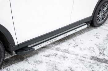 11 299 р. Алюминиевые пороги для ног Slitkoff (Luxe)  Mazda CX-5  KF (2016-2024) (Чёрные). Увеличить фотографию 2
