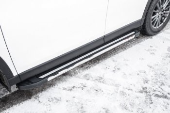 11 299 р. Алюминиевые пороги для ног Slitkoff (Luxe)  Mazda CX-5  KF (2016-2024) (Чёрные). Увеличить фотографию 1