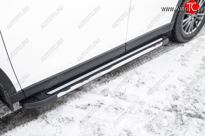 11 299 р. Алюминиевые пороги для ног Slitkoff (Luxe)  Mazda CX-5  KF (2016-2024) (Чёрные)