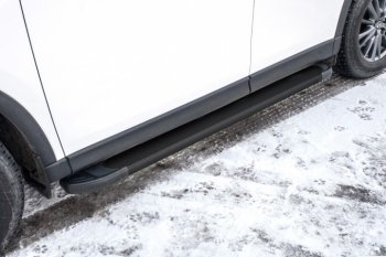 19 449 р. Алюминиевые пороги для ног Slitkoff (Optima)  Mazda CX-5  KF (2016-2024) (Чёрные). Увеличить фотографию 2
