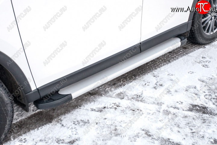 19 449 р. Алюминиевые пороги для ног Slitkoff (Optima)  Mazda CX-5  KF (2016-2024) (Чёрные)