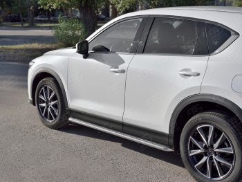 26 999 р. Широкая защита порогов с трубой диаметром 42 мм SLITKOFF v1 Mazda CX-5 KF (2016-2024). Увеличить фотографию 2