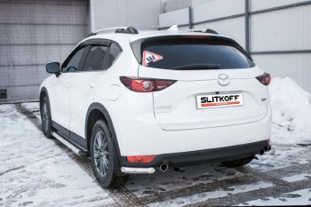 5 799 р. Защита заднего бампера Slitkoff (Ø 57 мм, уголки)  Mazda CX-5  KF (2016-2024) (Нержавеющая сталь). Увеличить фотографию 1