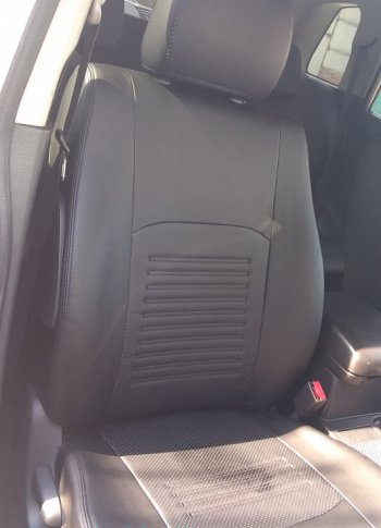 6 599 р. Чехлы для сидений Lord Autofashion Турин (экокожа)  Mazda CX-5  KF (2016-2024) (Чёрный, вставка чёрная). Увеличить фотографию 5