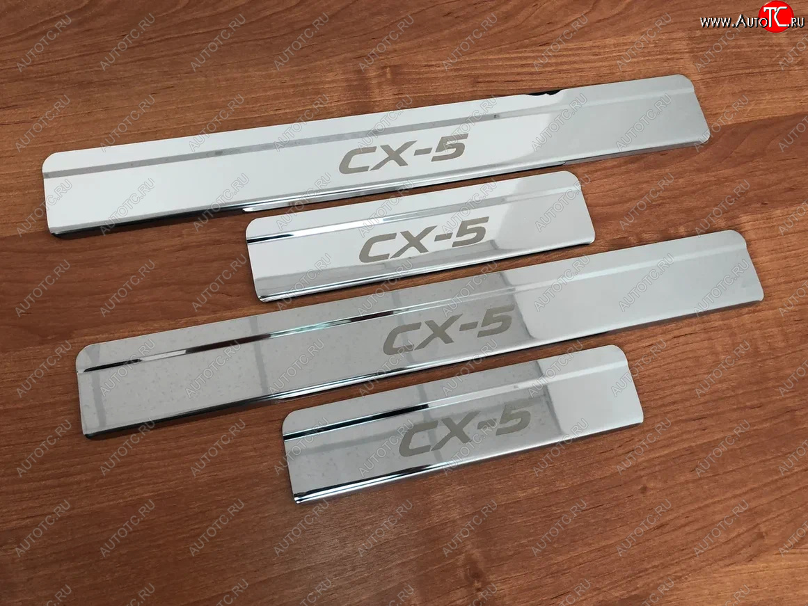 2 199 р. Накладки порожков салона INOX  Mazda CX-5  KF (2016-2024) (Нержавеющая сталь)