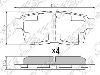 789 р. Колодки тормозные SAT (задние)  Mazda CX-7  ER - MPV  LY. Увеличить фотографию 1