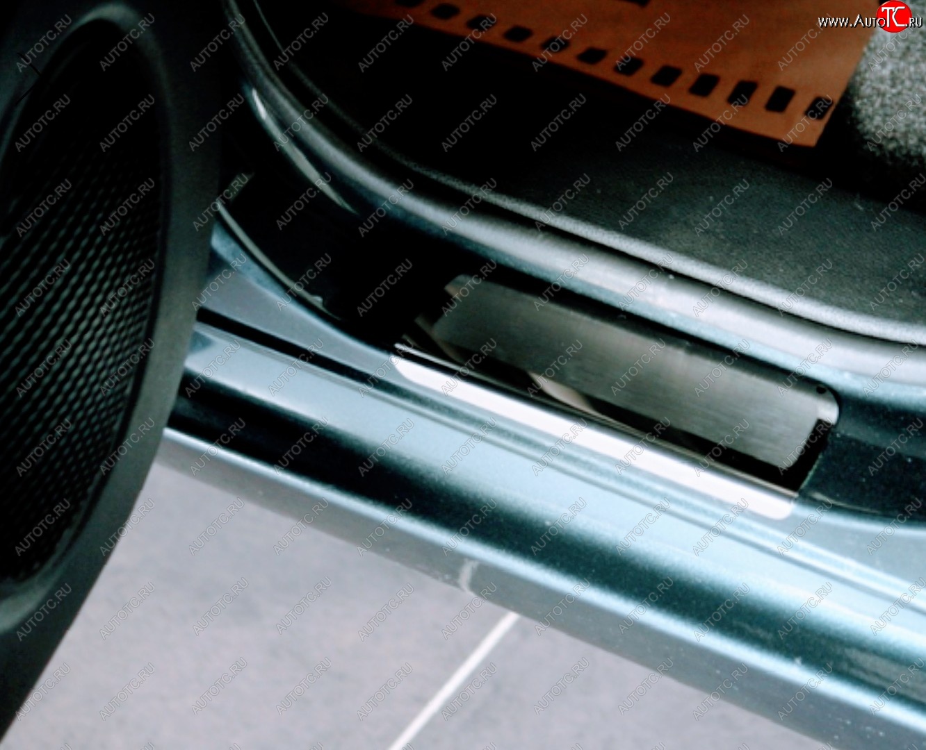 889 р. Пороги накладки Russtal  Mazda 2/Demio  DY (2002-2007) (Нержавейка полированная)