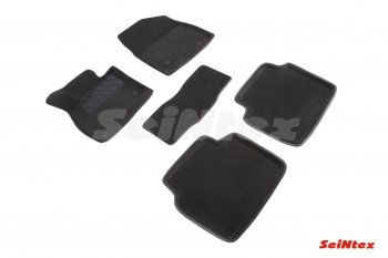 4 799 р. Комплект ворсовых ковриков в салон Seintex (3D) Mazda 6 GJ дорестайлинг универсал (2012-2015) (Черный). Увеличить фотографию 3