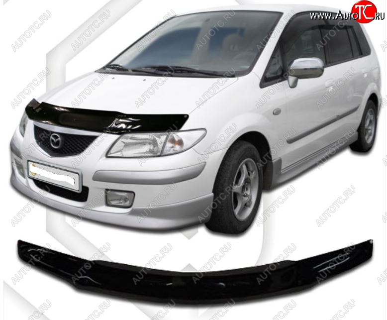 1 999 р. Дефлектор капота CA-Plastic)  Mazda MPV  LW (1999-2003) (Classic черный, Без надписи)