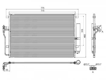 6 949 р. Радиатор кондиционера SAT Mercedes-Benz Sprinter W906 (2006-2013). Увеличить фотографию 1