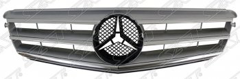 6 249 р. Решётка радиатора SAT (под эмблему) Mercedes-Benz C-Class W204 дорестайлинг седан (2007-2011) (Неокрашенная). Увеличить фотографию 1