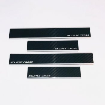 2 489 р. Накладки порожков салона INOX  Mitsubishi Eclipse Cross  GK (2017-2024) (Нержавеющая сталь + карбон). Увеличить фотографию 1