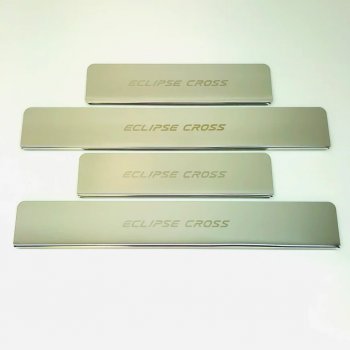 2 179 р. Накладки порожков салона INOX Mitsubishi Eclipse Cross GK (2017-2024) (Нержавеющая сталь). Увеличить фотографию 1