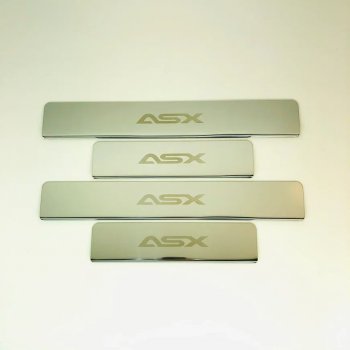 2 179 р. Накладки порожков салона INOX Mitsubishi ASX 2-ой рестайлинг (2017-2020) (Нержавеющая сталь). Увеличить фотографию 1