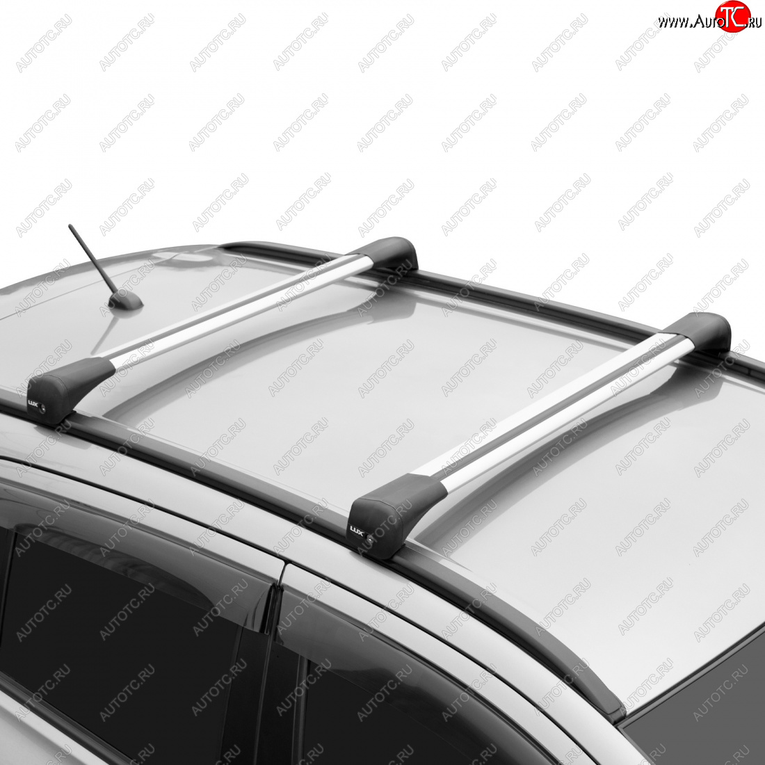12 897 р. Багажник сборе на низкие рейлинги LUX BRIDGE  Mitsubishi ASX (2010-2024) (дуги аэро-трэвэл, серебро, 99/105 см)
