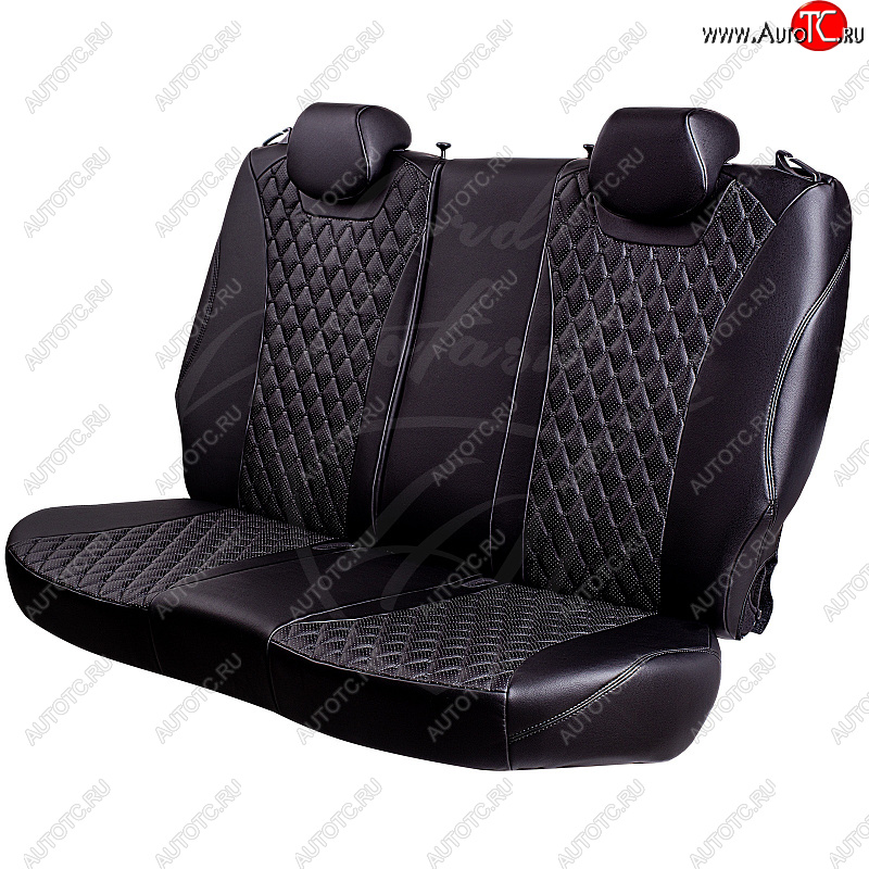 10 899 р. Чехлы для сидений Lord Autofashion Байрон (экокожа, раздельная спинка, 3 Г-образных подголовника)  Mitsubishi ASX (2010-2020) (Черный, вставка черная, строчка черная)