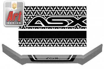 2 349 р. Дефлектор капота CA-Plastiс  Mitsubishi ASX (2010-2020) (Серия Art черная). Увеличить фотографию 1