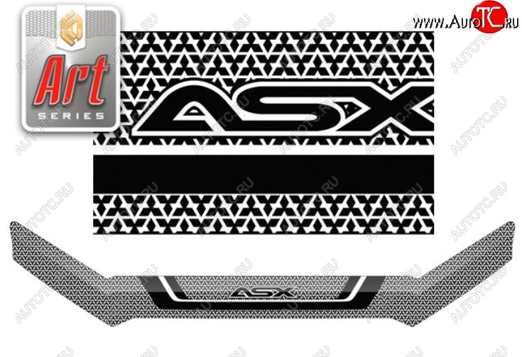 2 349 р. Дефлектор капота CA-Plastiс  Mitsubishi ASX (2010-2020) (Серия Art черная)