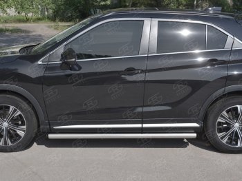 14 849 р. Пороги труба d63 Russtal  Mitsubishi Eclipse Cross  GK (2017-2024) (Скошенные края). Увеличить фотографию 2