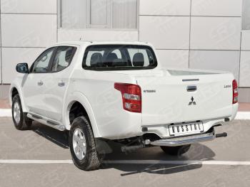 22 849 р. Защита заднего бампера (труба d63 с листом) SLITKOFF  Mitsubishi L200  5 KK,KL (2015-2019) дорестайлинг (Лист алюминий/профиль нержавейка). Увеличить фотографию 3